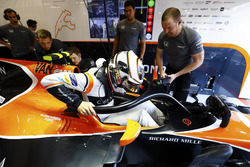 Stoffel Vandoorne, McLaren, with halo device