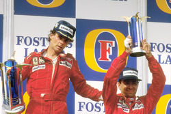 Podium: race winner Gerhard Berger, Ferrari, third place Michele Alboreto, Ferrari