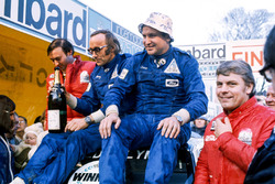 Podium: race winners Timo Makinen, Henry Liddon, second place Roger Clark, Tony Mason