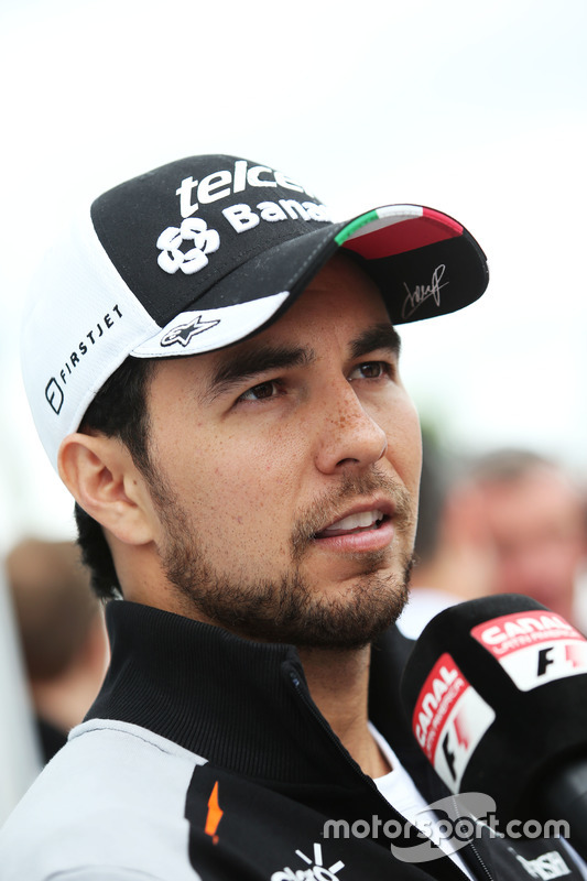sergio perez, sahara force india f1 with the media