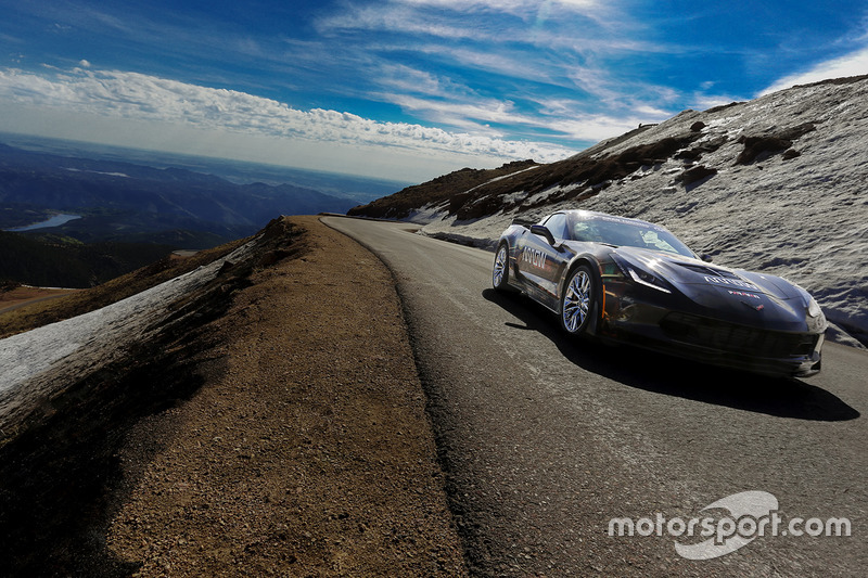 Sam Schmidt drives a Chevrolet Corvette up Pikes Peak