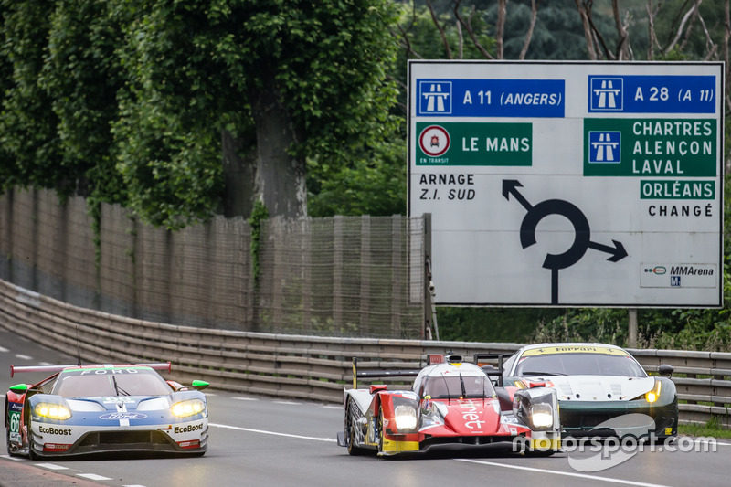 #66 Ford Chip Ganassi Racing Ford GT: Olivier Pla, Stefan Mücke, Billy Johnson, #46 Thiriet by TDS Racing Oreca 05 Nissan: Pierre Thiriet, Mathias Beche, Ryo Hirakawa, #55 AF Corse Ferrari 458 Italia: Duncan Cameron, Matt Griffin, Aaron Scott