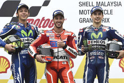 Race winner Andrea Dovizioso, Ducati Team, second place Valentino Rossi, Yamaha Factory Racing, third place Jorge Lorenzo, Yamaha Factory Racing