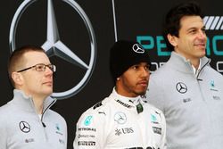 Andy Cowell, Mercedes-Benz High Performance Powertrains Managing Director, Lewis Hamilton, Mercedes AMG F1 and Toto Wolff, Mercedes AMG F1 Shareholder and Executive Director