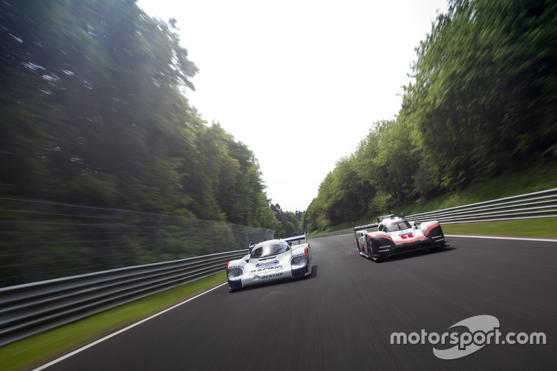 Ханс-Йоахим Штук, Porsche 956 C, и Тимо Бернхард, Porsche 919 Hybrid Evo
