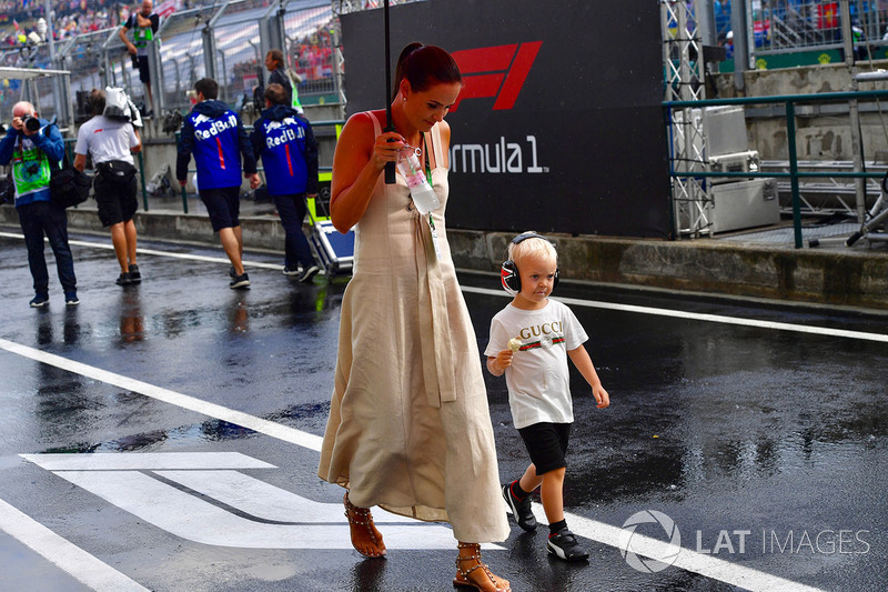 Minttu Virtanen, wife of Kimi Raikkonen, Ferrari with son Robin Raikkonen