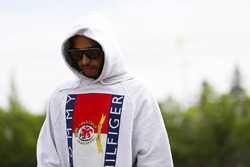 Lewis Hamilton, Mercedes AMG F1, arrives at the circuit