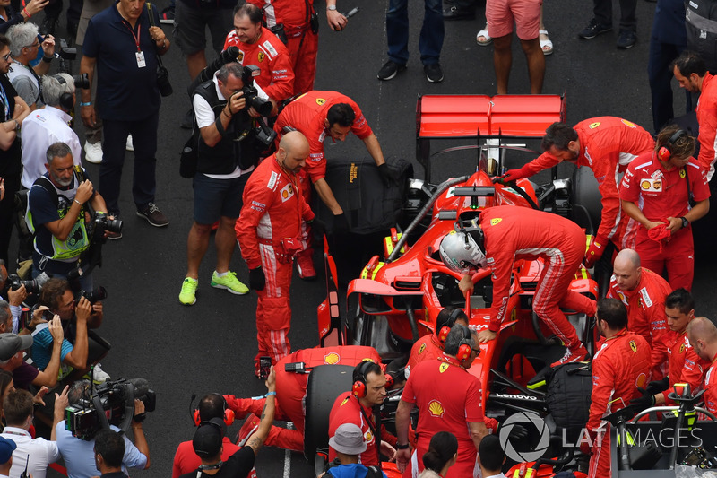 Sebastian Vettel, Ferrari, bersiap jelang balapan