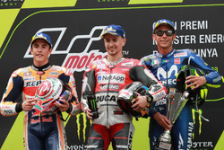 Podium: second place Marc Marquez, Repsol Honda Team, Race winner Jorge Lorenzo, Ducati Team, third place Valentino Rossi, Yamaha Factory Racing
