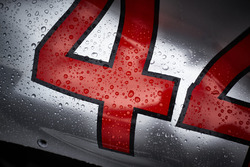 Rain water on the bodywork belonging to the car of Lewis Hamilton, Mercedes AMG F1 W09