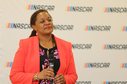 Dawn Harris, Director of Multicultural Development for NASCAR speaks at the 2017 NASCAR Drive for Diversity Combine at NASCAR headquarters