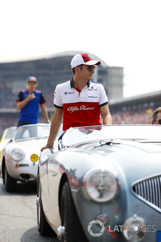 Charles Leclerc, Sauber, in the drivers parade