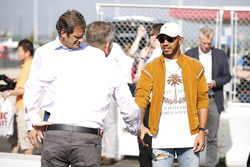 Lewis Hamilton, Mercedes AMG F1, opens the kart track