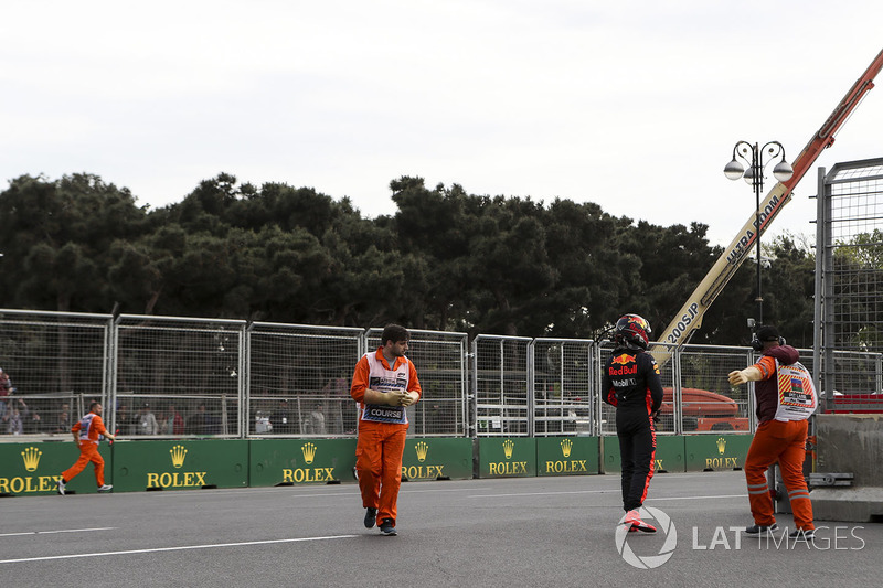Max Verstappen, Red Bull Racing RB14 és Daniel Ricciardo, Red Bull Racing RB14 - az ütközés