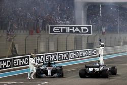 Valtteri Bottas, Mercedes AMG F1 W08 and Lewis Hamilton, Mercedes AMG F1 W08, celebrate after the ra