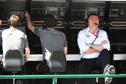 Eric Boullier, McLaren Racing Director on the pit wall gantry