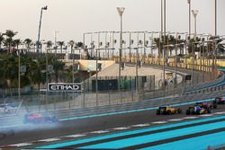 Max Verstappen, Red Bull Racing spins on the opening lap