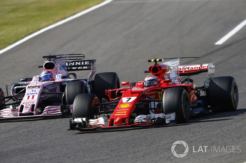 Kimi Raikkonen, Ferrari SF70H, Sergio Perez, Sahara Force India F1 VJM10