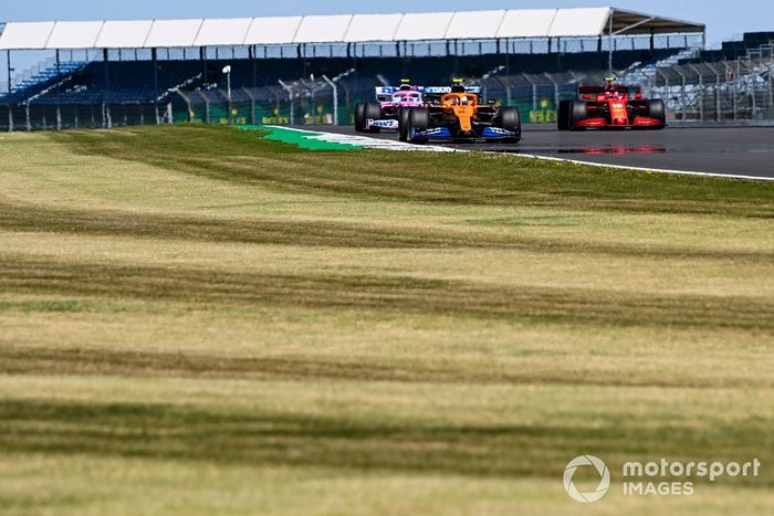 Lando Norris, McLaren MCL35, Lance Stroll, Racing Point RP20 Y Charles Leclerc, Ferrari SF1000