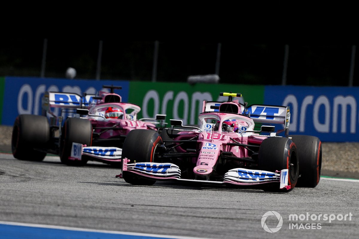 Lance Stroll, Racing Point RP20 e Sergio Perez, Racing Point RP20