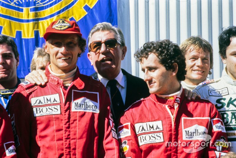 Niki Lauda, Jean-Marie Balestre and Alain Prost