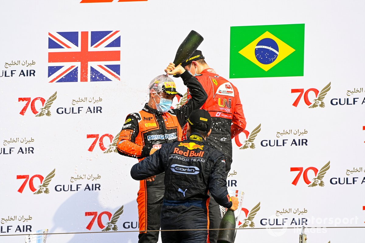 Jehan Daruvala, Carlin, Felipe Drugovich, MP Motorsport y Callum Ilott, UNI-Virtuosi