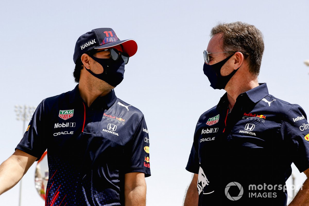 Sergio Perez, Red Bull Racing and Christian Horner, Team Principal, Red Bull Racing 