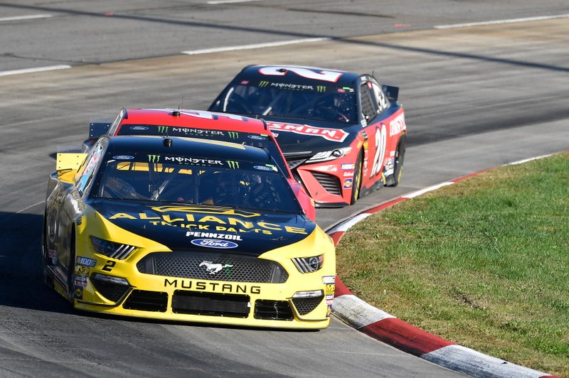 Brad Keselowski, Team Penske, Ford Mustang Alliance Truck Parts, Daniel Suarez, Stewart-Haas Racing, Ford Mustang Haas Automation, Erik Jones, Joe Gibbs Racing, Toyota Camry Craftsman