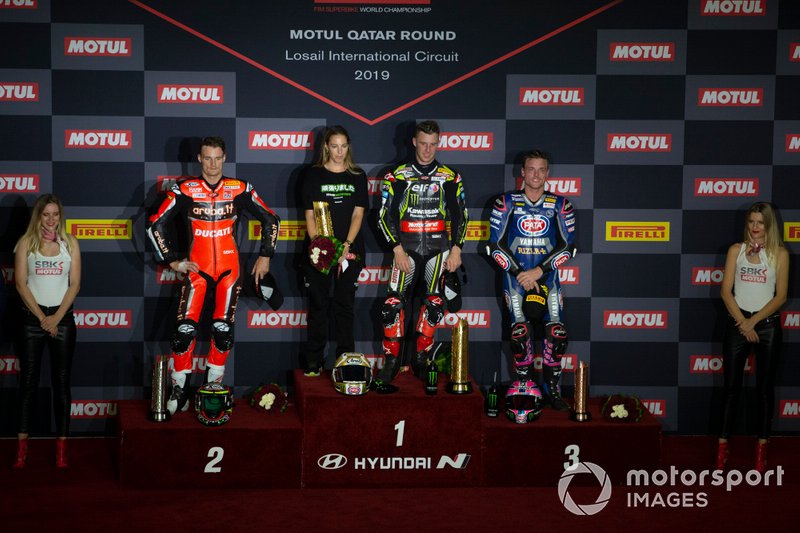 Podium: 1. Jonathan Rea, 2. Chaz Davies, 3. Alex Lowes