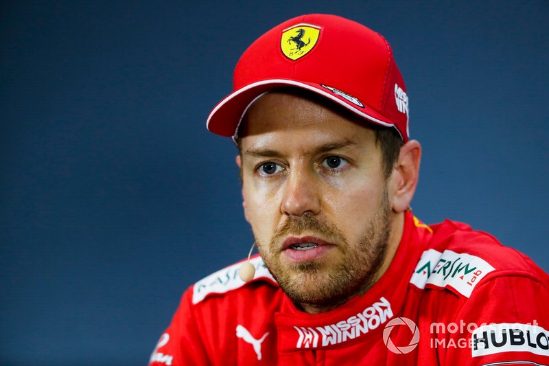 Sebastian Vettel, Ferrari, durante la conferenza stampa