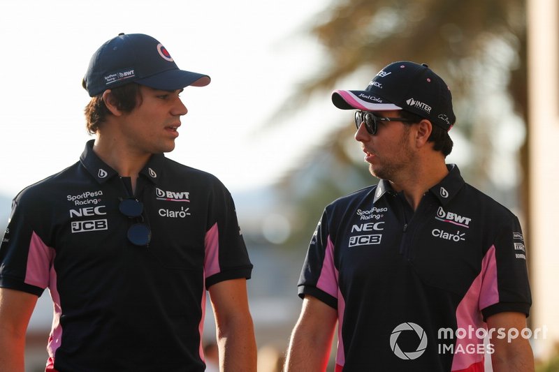 Lance Stroll, Racing Point, y Sergio Perez, Racing Point