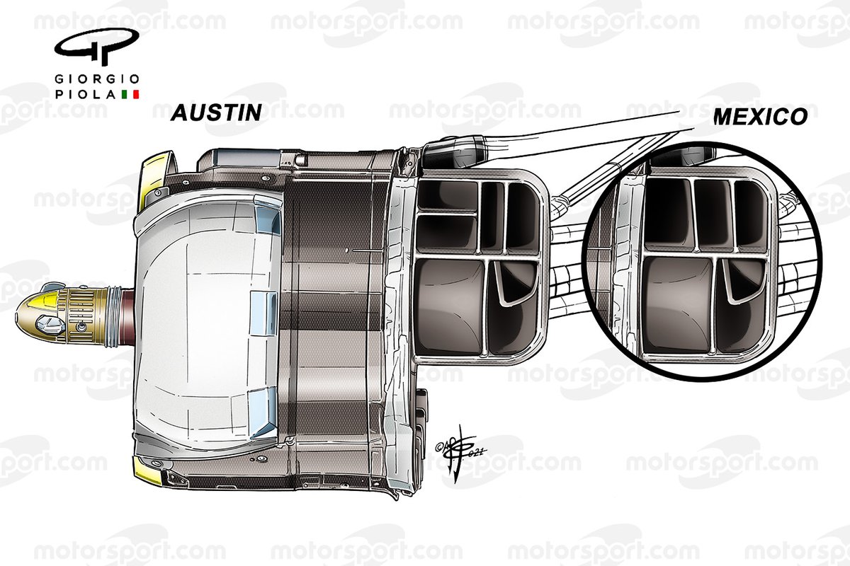 Comparación del conducto de freno del Red Bull RB16B