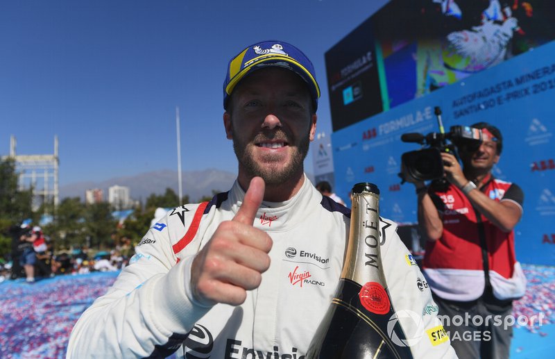 Winner Sam Bird, Envision Virgin Racing celebrates on the podium