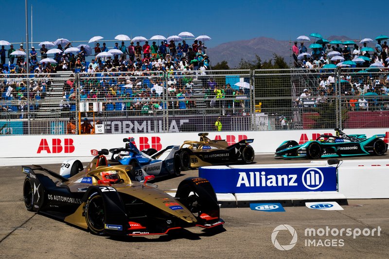 Jean-Eric Vergne, DS TECHEETAH, DS E-Tense FE19 Antonio Felix da Costa, BMW i Andretti Motorsport, BMW iFE.18, Andre Lotterer, DS TECHEETAH, DS E-Tense FE19, Nelson Piquet Jr., Jaguar Racing, Jaguar I-Type 3 