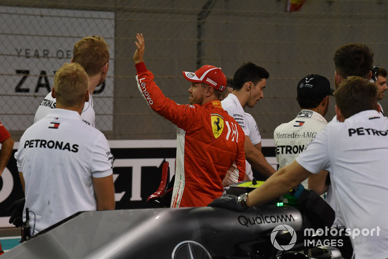 Sebastian Vettel, Ferrari celebrates in Parc Ferme