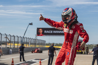 Kimi Raikkonen, Ferrari celebrates in parc ferme