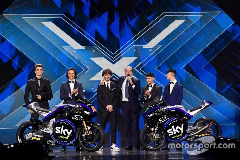 Luca Marini, Nicolò Bulega, Francesco Bagnaia, Guido Meda, Dennis Foggia and Celestino Vietti Ramus