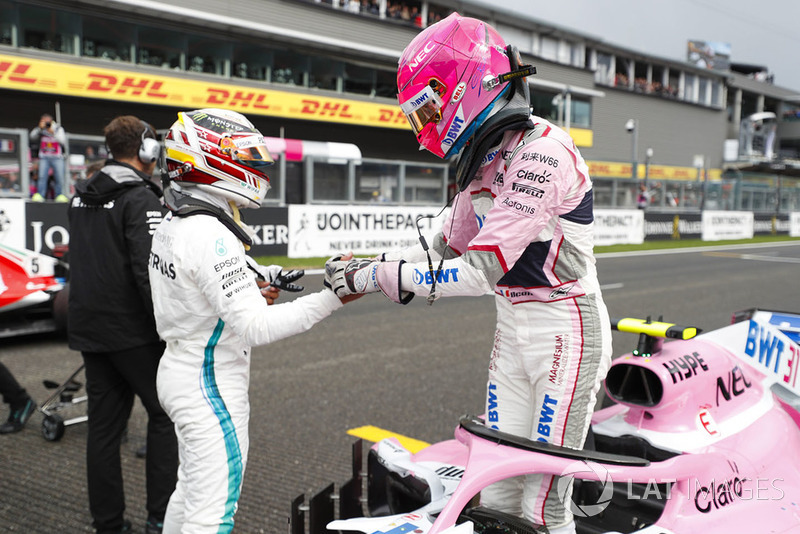 Esteban Ocon, Racing Point Force India, Lewis Hamilton, Mercedes AMG F1