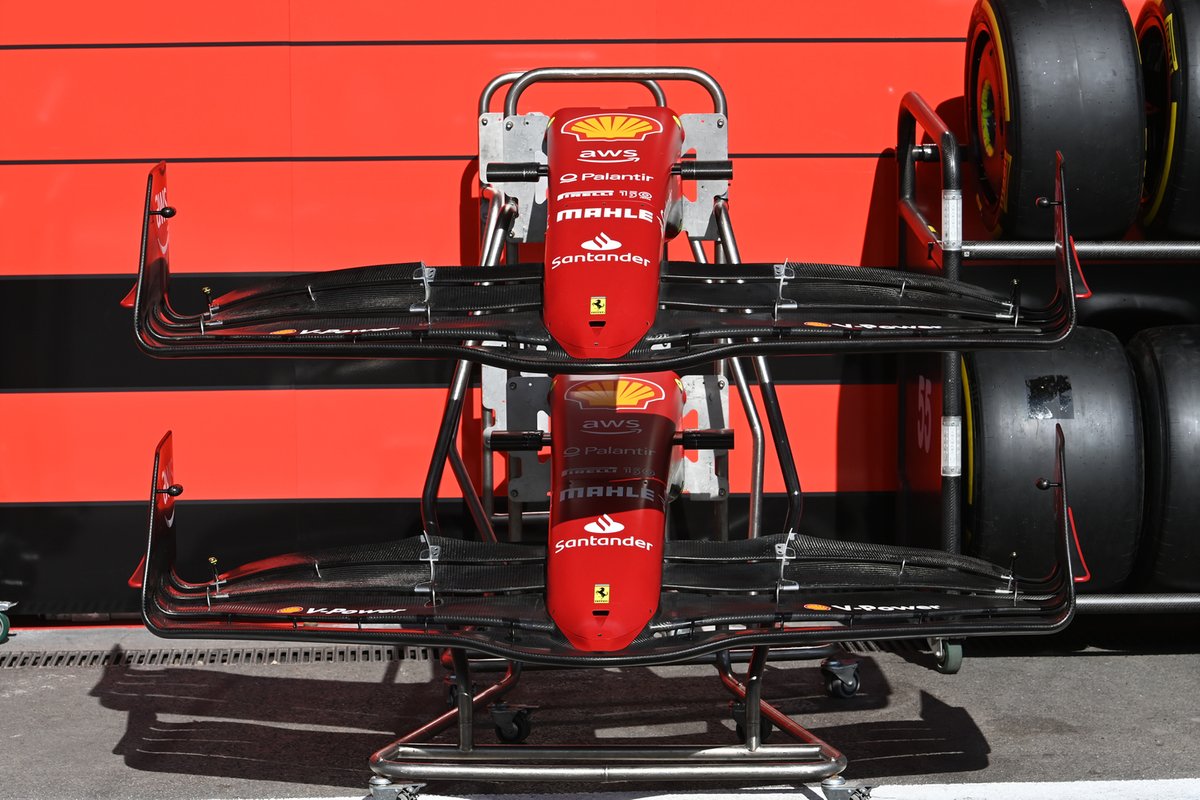 Detalle del nosecone y del alerón delantero del Ferrari F1-75
