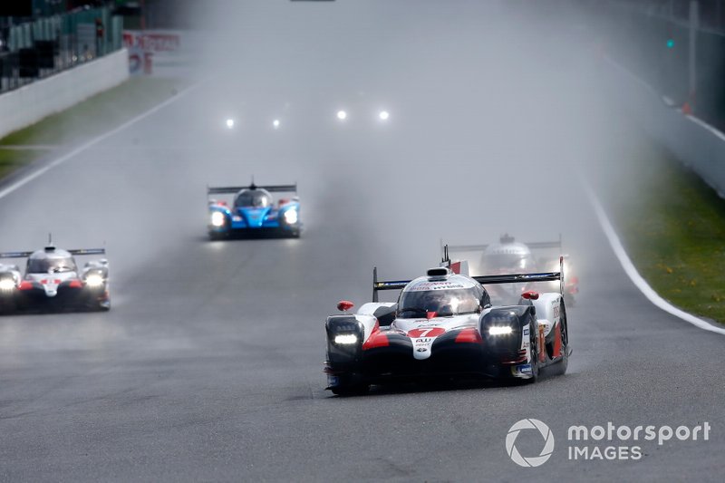 #7 Toyota Gazoo Racing Toyota TS050: Mike Conway, Kamui Kobayashi, Jose Maria Lopez leads