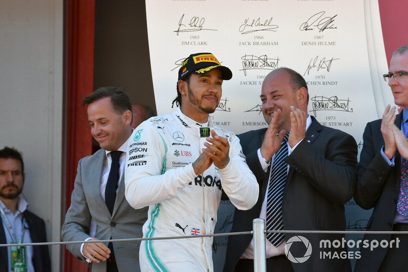 Lewis Hamilton, Mercedes AMG F1, 1st position, arrives on the podium