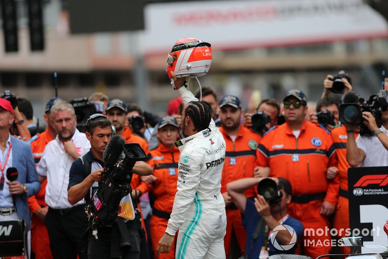 Lewis Hamilton, Mercedes AMG F1, 1st position, celebrates in Parc Ferme
