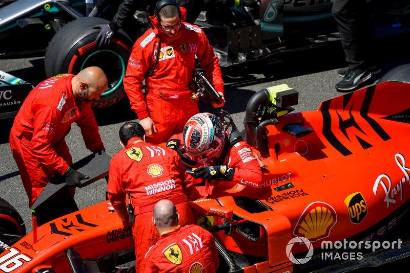 Charles Leclerc, Ferrari, arrives on the grid