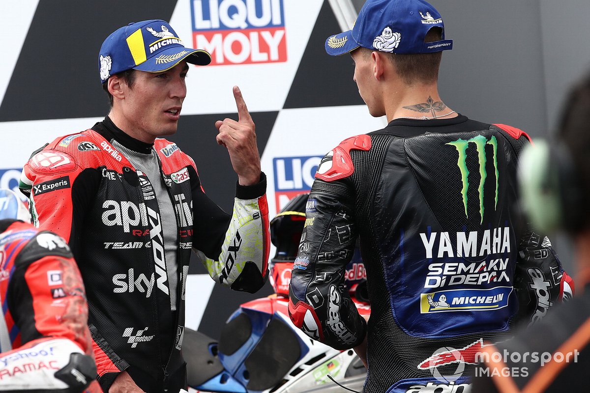 Segundo Fabio Quartararo, Yamaha Factory Racing, tercero Aleix Espargaró, Aprilia Racing Team Gresini