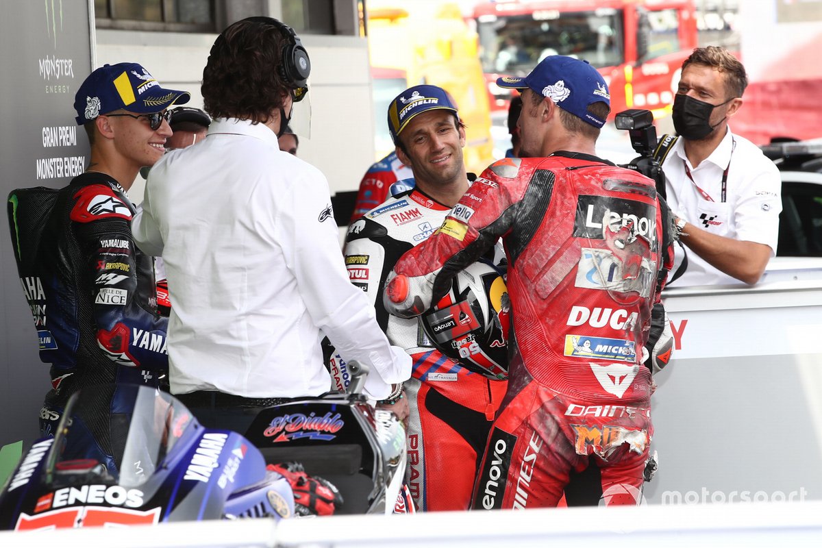 Pole winner Fabio Quartararo, Yamaha Factory Racing, second Jack Miller, Ducati Team, third Johann Zarco, Pramac Racing