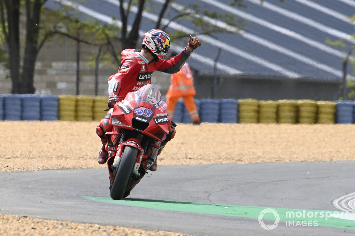 Jack Miller, Ducati Team, thanking marshals after crashing