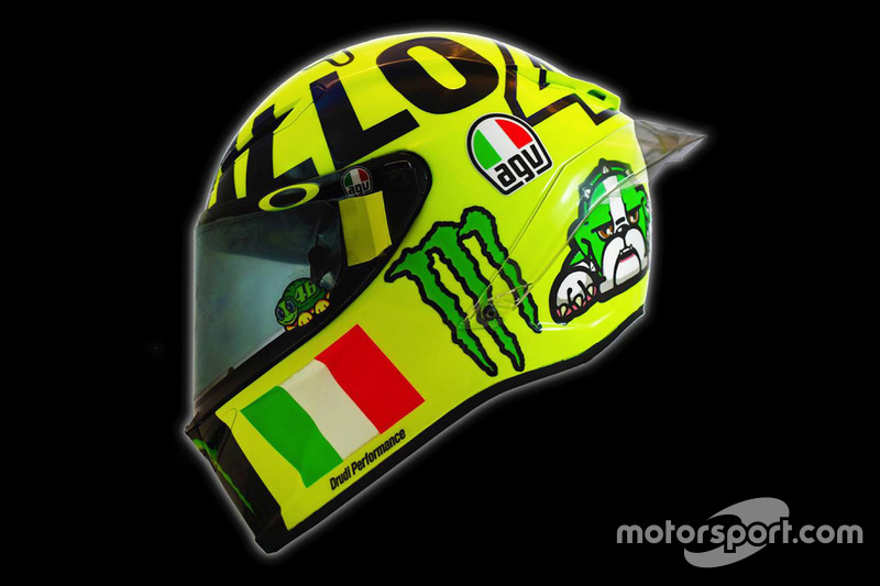 Capacete especial de Valentino Rossi, Yamaha Factory Racing, para o GP da Itália