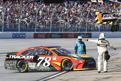 Martin Truex Jr., Furniture Row Racing Toyota with a blown engine