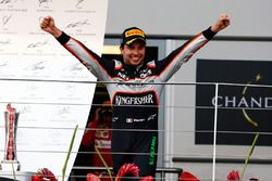 Sergio Pérez, Sahara Force India F1 fête sa troisième place sur le podium