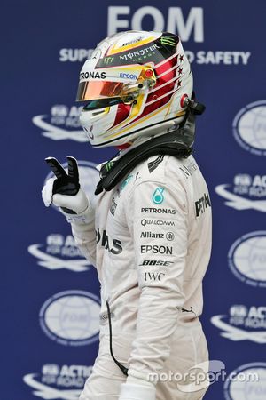 Lewis Hamilton, Mercedes AMG F1 celebrates his pole position in parc ferme